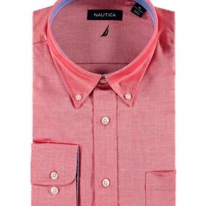NWT NAUTICA WRINKLE FREE DRESS SHIRT SIZE XL RED